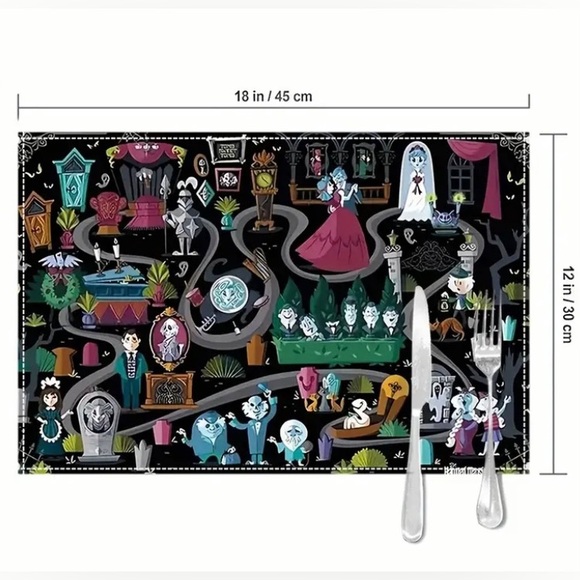 Disneys Haunted Mansion Set of 4 Inspired Dining Room Table Place Mats. - Picture 3 of 6